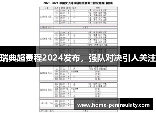 瑞典超赛程2024发布，强队对决引人关注